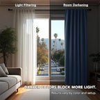 Deconovo Blackout Curtains, Thermal Insulated, W52 x L63 2 Panels, Back Tab - Image 3