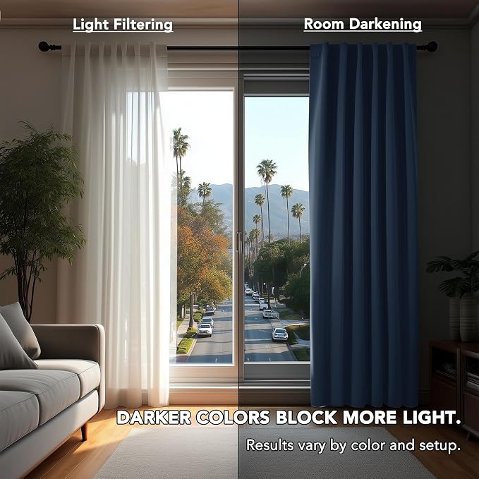 Deconovo Blackout Curtains, Thermal Insulated, W52 x L63 2 Panels, Back Tab - Image 3