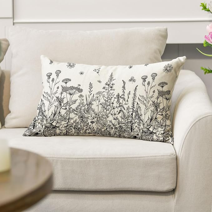 AVOIN colorlife Wildflowers Spring Antique Herbs Throw Pillow Cover, 12 x 20 - Image 5