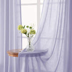 Lavender Semi Sheer Linen Purple Curtains 120 Inches Extra Long Ceiling to Floor - Image 3