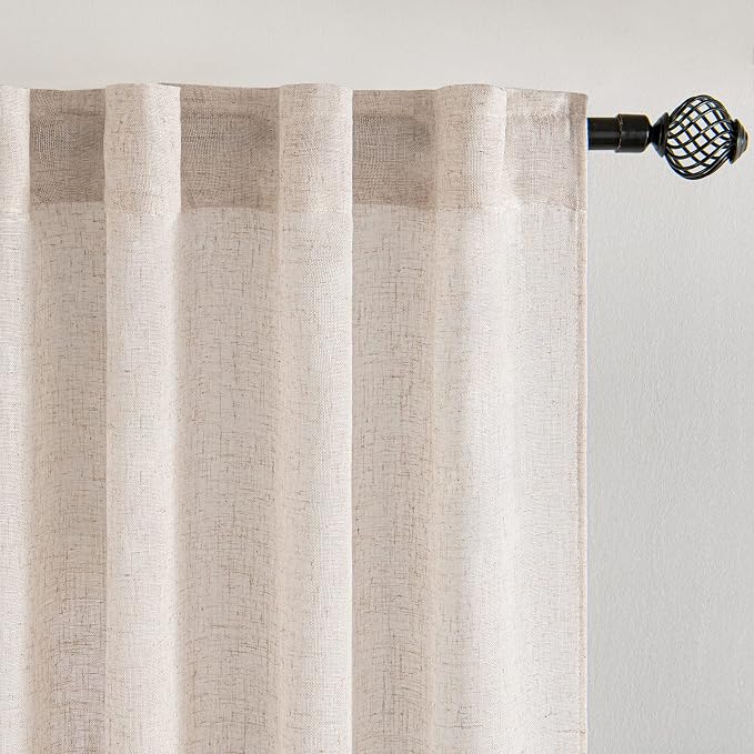 MIULEE Farmhouse Kitchen Curtains 30 Inch Length 2 Panels, Soft Thick Linen - Image 4