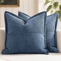 MIULEE Blue Corduroy Pillow Covers 16x16 Inch by MIULEE