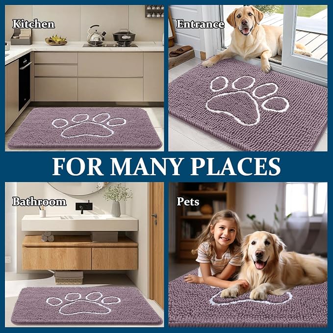 OLANLY Dog Door Mat for Muddy Paws 48x30, Paw Print Design, Absorbs Moisture - Image 8