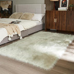 AMTOVO Faux Fur Sheepskin Rug for Living Room, 4 x 6 ft Light Grey Fluffy Area - Image 5