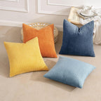 MIULEE Pack of 4 Blue-Orange Corduroy Decorative Throw Pillow Covers 18x18 Inch - Image 6