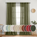 MIULEE Light Olive Green Linen Curtains 108 Inches Long 2 Panels by MIULEE