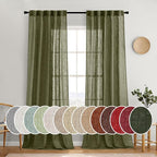 MIULEE Light Olive Green Linen Curtains 108 Inches Long 2 Panels by MIULEE