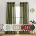 MIULEE Light Olive Green Linen Curtains 96 Inches Long 2 Panels by MIULEE