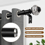 Black Curtain Rods 32 to 58 Inches, USFOOK 7/8 Inch Telescoping Splicing - Image 2