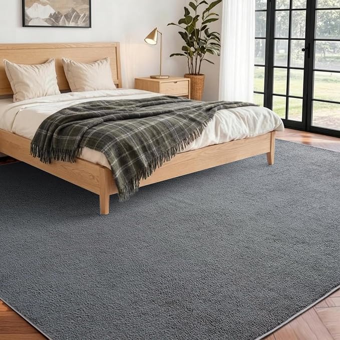 FinRèc 5x7 Washable Area Rugs for Bedroom Living Room, Low Pile Thin Rug Solid - Image 2