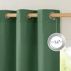 NICETOWN Flax Linen Olive Green Curtains 108 inches Long, Grommet Privacy Semi - Image 2