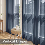 MIULEE Navy Blue Sheer Curtains 63 Inches Long, 4 Panels Set, Light Filtering - Image 5