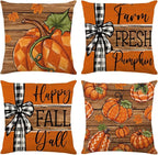 Fall Decorations for Home, Fall Pillow Covers 18 x 18 Inch Autumn Thankful by ONFAON