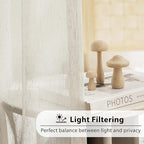 FMFUNCTEX Linen Sheer Curtains for Bedroom, Natural Flax Blend Window Draperies - Image 2