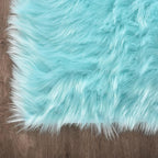 Latepis Blue Rugs for Bedroom Washable 3x5 Faux Sheepskin Fur Rug Fluffy Shaggy - Image 5