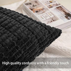 Pack of 2 Corduroy Decorative Throw Pillow Covers 22x22 Inch Soft Striped - Image 2