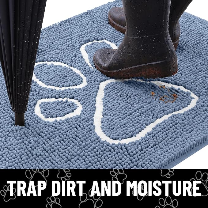 Smiry Dog Door Mat for Muddy Paws, Absorbent Dirt Trapper Non Slip Quick Dry - Image 2