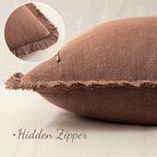 MIULEE Decorative Throw Pillow Covers Neutral Linen Fringe Throw Pillows Euro - Image 3