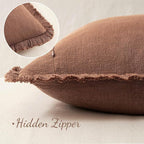 MIULEE Decorative Throw Pillow Covers Neutral Linen Fringe Throw Pillows Set of - Image 3