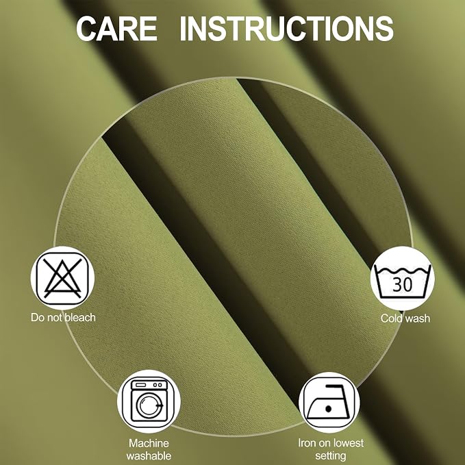 LEMOMO Olive Green Thermal Blackout Curtains/42 x 72 Inch/Set of 2 Panels Room - Image 4