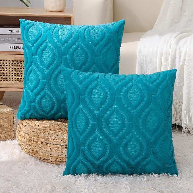 decorUhome Summer Throw Pillow Covers 26x26 Inch Set of 2, Soft Plush Faux Wool - Image 9