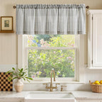 jinchan Valance Curtain Linen Textured Striped Window Curtain - Image 2