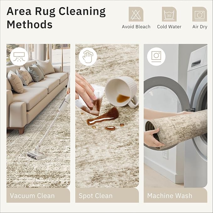 Area Rugs 4x6 for Living Room, Vintage Washable Rugs for Dining Room, Non-Slip - Image 9