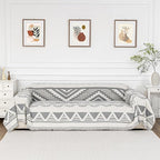 MYSKY HOME Sectional Couch Cover Grey Boho Geometric Sofa Covers by MYSKYHOME