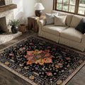 Area Rugs 4'x6' Washable Non-Slip, Floral Vintage Distress Print Pattern by RELEANY