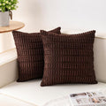 Pack of 2 Corduroy Decorative Throw Pillow Covers 22x22 Inch Soft Striped by Unknown