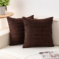 Pack of 2 Corduroy Decorative Throw Pillow Covers 20x20 InchSoft Boho Striped by Unknown