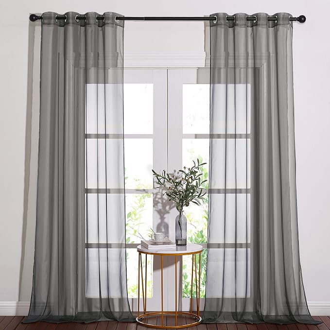NICETOWN Sheer Curtains 120" Extra Long Voile Texture, Grommet Top Soft Voile by NICETOWN