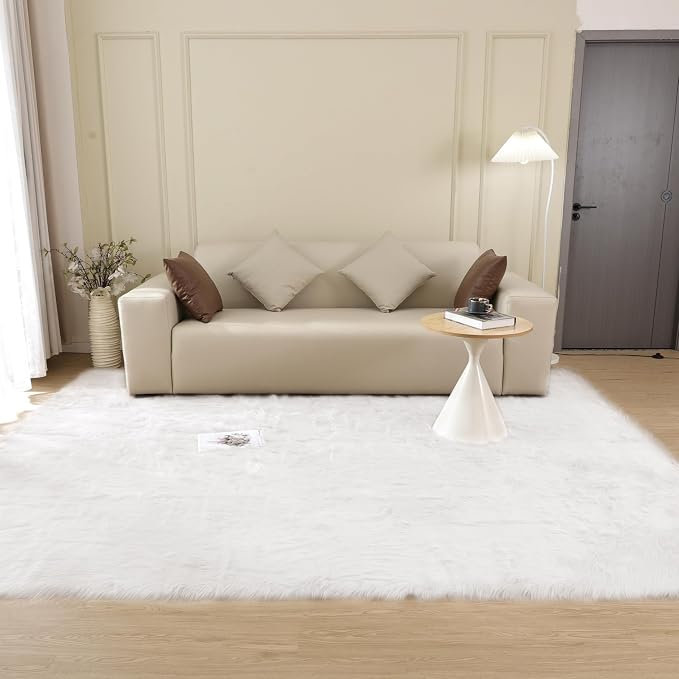 ORINOVA White Fluffy 5x7 Washable Area Rugs - Image 7