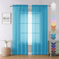 Lecloud Turquoise Sheer Curtains 84 Inches Long 2 Panels, Light Filtering Voile by Lecloud