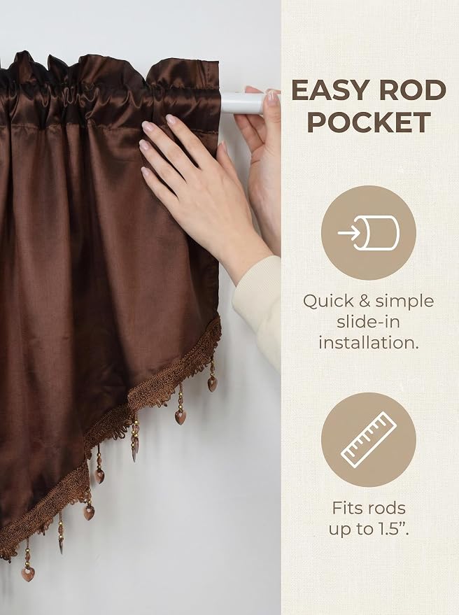 Molaxhome Swag Curtain 51 inch Length Rod Pocket Scalloped Curtain Valance - Image 6