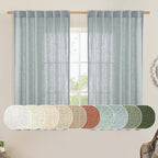 LAMIT Semi Sheer Linen Curtains 54 Inch Length 2 Panels, 52 x 54 Inch by LAMIT