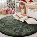 OLANLY Olive Green Round Rugs for Bedroom by OLANLY