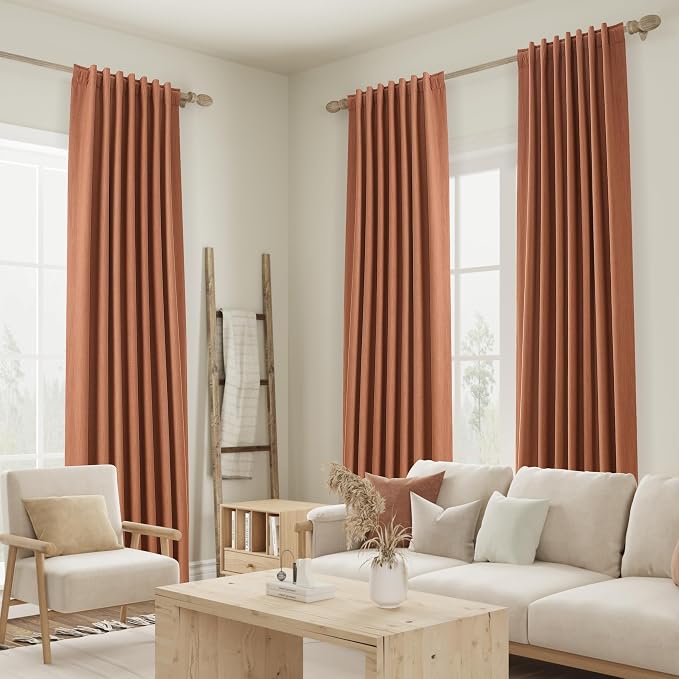 Guken Terracotta 100% Blackout Curtains 108 Inch Length 2 Panels Set Fall - Image 8