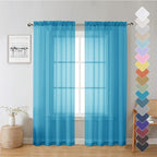Lecloud Turquoise Sheer Curtains 72 Inches Long 2 Panels, Light Filtering Voile by Lecloud