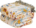 MSGKV Boho Throw Blanket for Couch 100% Cotton 50"x60" Floral Blanket Sofa by MSGKVHomeTextiles