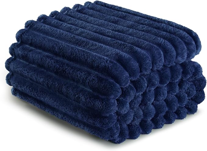 Exclusivo Mezcla Twin Size Flannel Fleece Blanket, Super Soft Striped Jacquard - Image 6