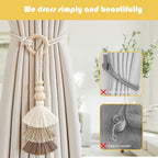 SRG Rope Curtain Tiebacks with Tassel Boho 2 PCS Handmade Wooden Ring Curtain - Image 6