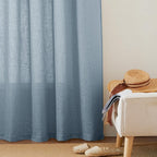 RYB HOME Sheer Curtains 84 inche Long, Dusty Blue Rod Pocket & Back Tab Light - Image 7