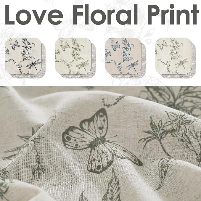 jinchan Floral Curtain Valance for Windows 16 Inch Linen Valance for Kitchen - Image 7
