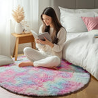 ONASAR Rainbow Round Area Rug 4ft, Soft Bedroom Circle Rugs Mats - Image 7