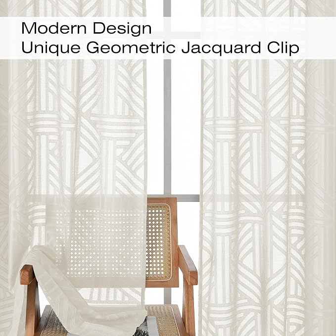 Simplebrand Ivory Sheer Curtains 72 Inch Length 2 Panels - Image 3