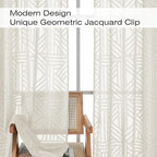 Simplebrand Ivory Semi Sheer Curtains 54 Inch Length 2 Panels, Geometric - Image 3