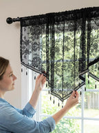 Molaxhome Swag Curtain 51 inch Length Rod Pocket Scalloped Curtain Valance - Image 2