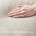MIULEE Decorative Throw Pillow Covers Neutral Linen Fringe Throw Pillows Set of - Image 2