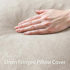 MIULEE Decorative Throw Pillow Covers Neutral Linen Fringe Throw Pillows Set of - Image 2